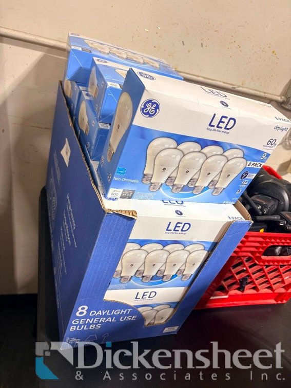 Lot of (21) GE 60W Replacement Daylight LED 8-Pack Non-Dimmable, 9-watt A19 Bulbs