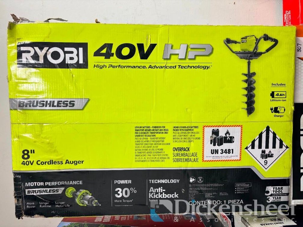 RYOBI 40V HP Brushless Cordless Earth Auger with Bit, Battery and Charger