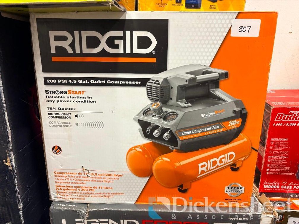 Ridgid 4.5 Gal Portable Electric Quiet Air Compressor