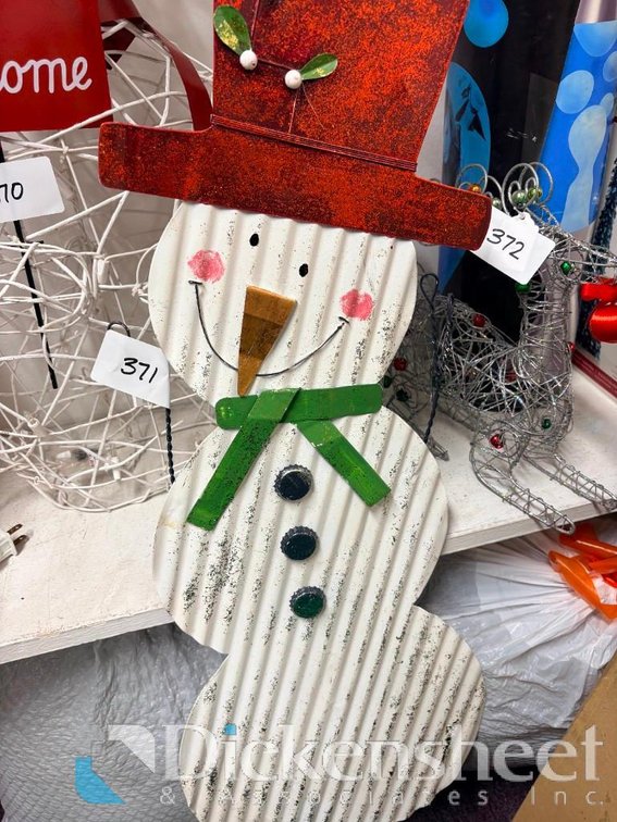 Metal Rusted Corrugated Outdoor Snowman