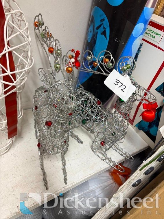 (2) Silver Metal Reindeer