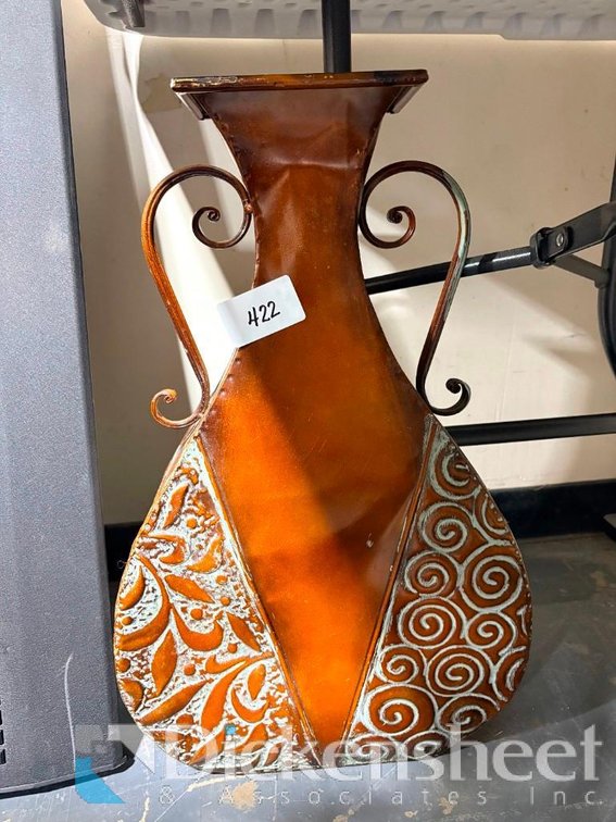 Rustic Two-Toned Metal Floor Vase