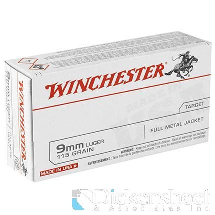 AMMO: 10 BOXES (QTY 50 EA) Win 9MM USA 115Gr FMJ 