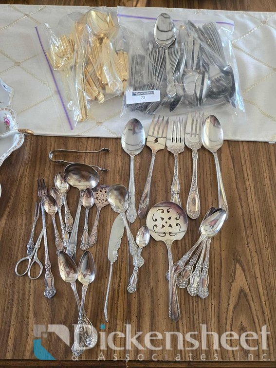 ASSORTED FLATWARE, SERVING PIECES LOT 