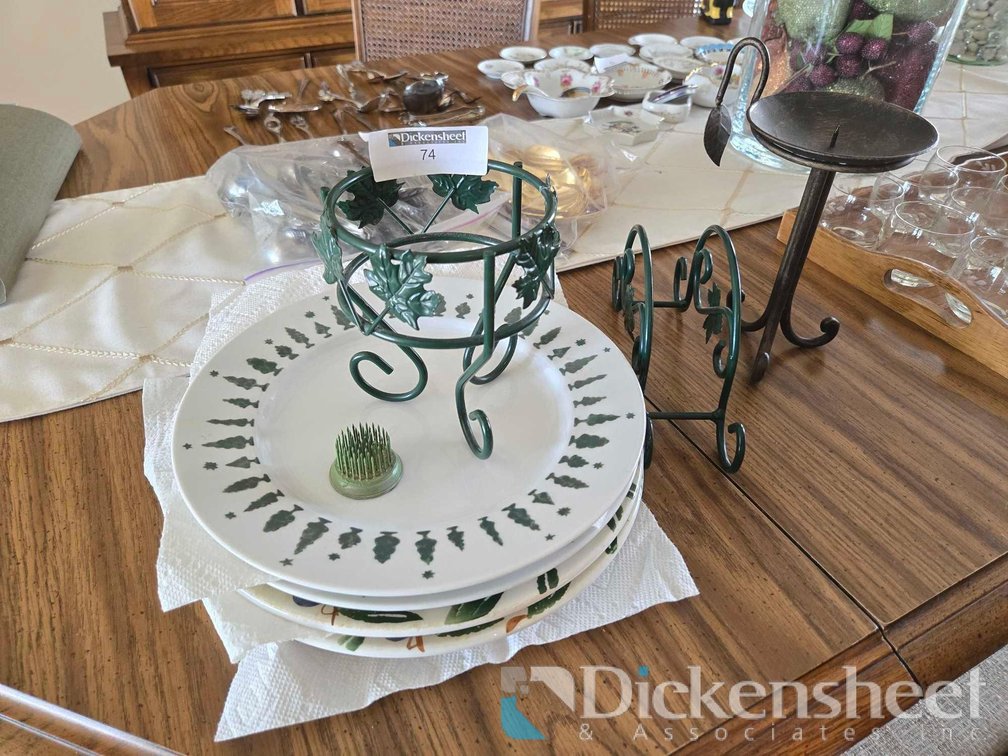 CANDLEHOLDER AND PLATES LOT