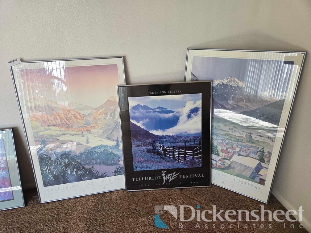 TELLURIDE JAZZ FESTIVAL FRAMED POSTERS, 1986, 1987, 1988