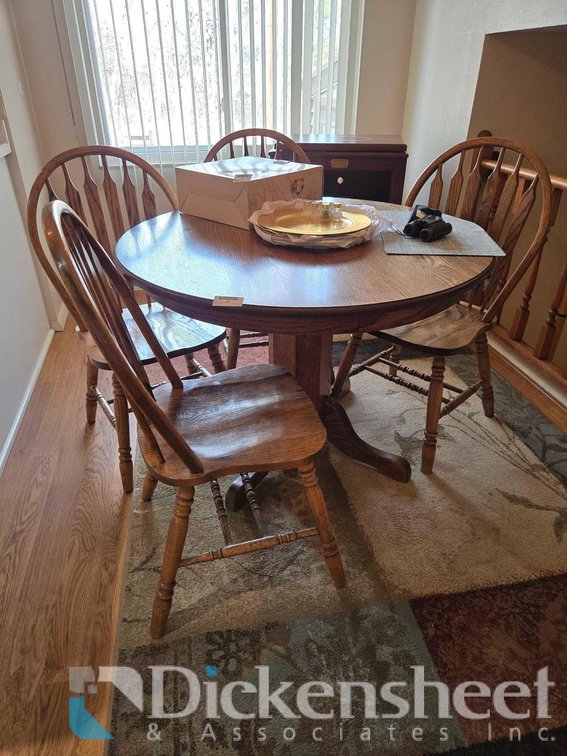 APPROXIMATE 42 INCH CIRCULAR DINING TABLE WITH (4)  