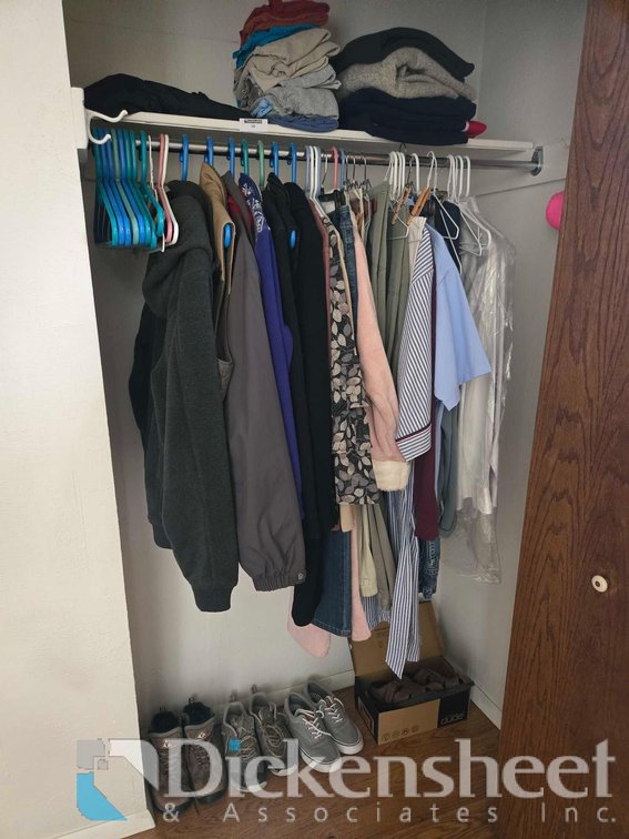 VARIOUS CLOTHING, HANGERS AND SHOES LOT