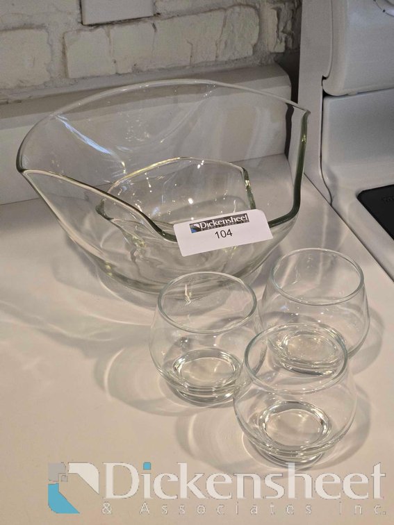 GLASS PUNCH BOWLS AND CUPS SET 
