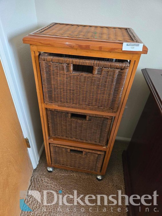 WICKER THREE DRAWER CHEST 