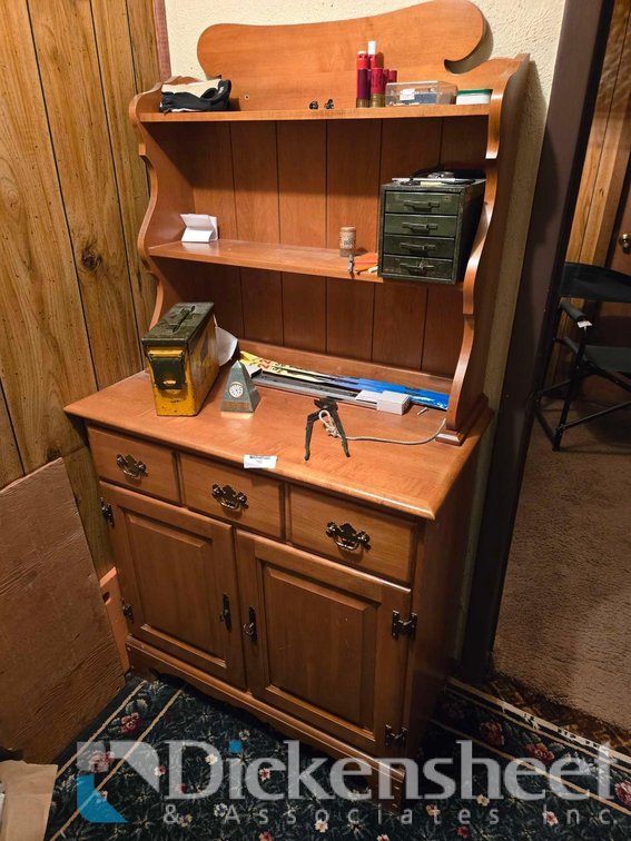 WOOD WORK BENCH WITH CONTENTS 
