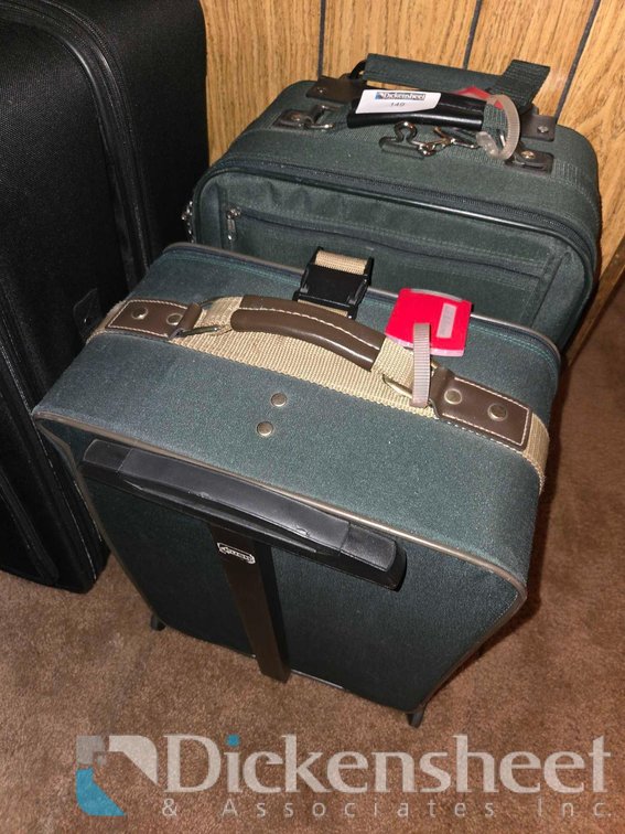 LOT OF (2) GREEN SUITCASES 