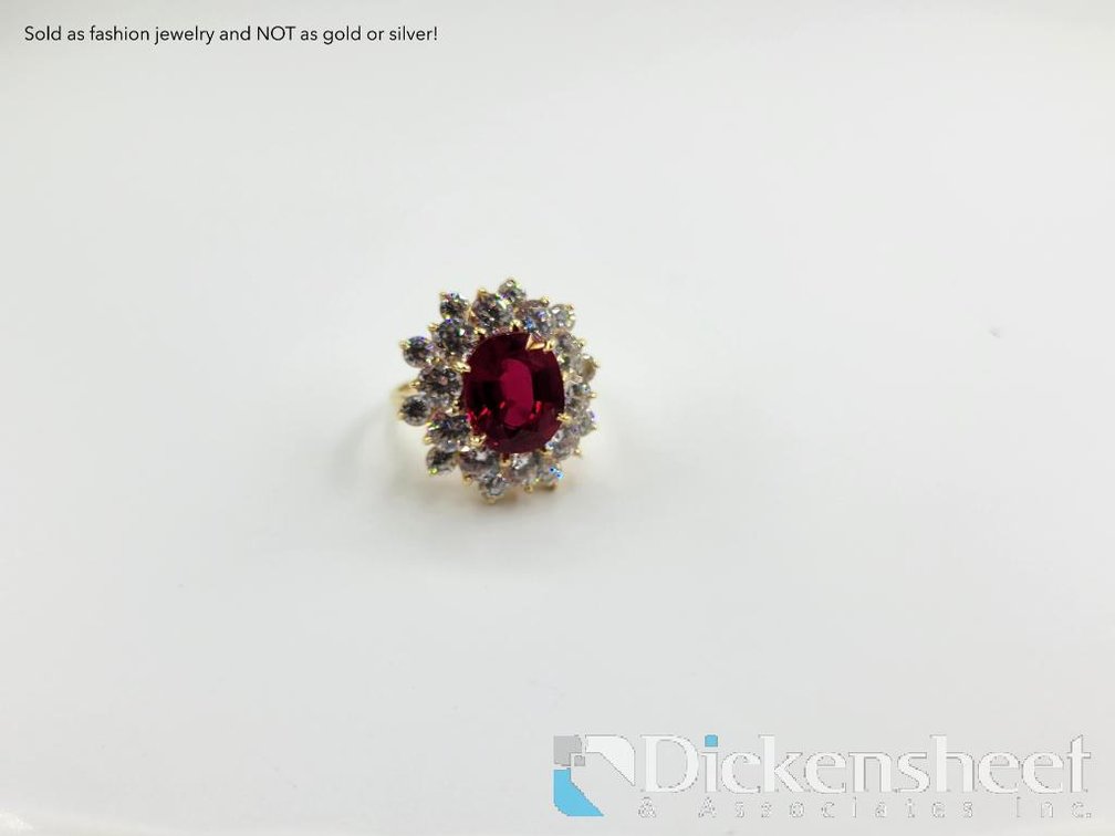 Ring with Red Stone and Clear Stones