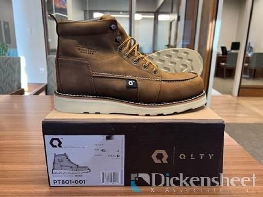 ONE PAIR QLTY WORK BOOTS, SIZE 8W, REGULAR TOE, RE