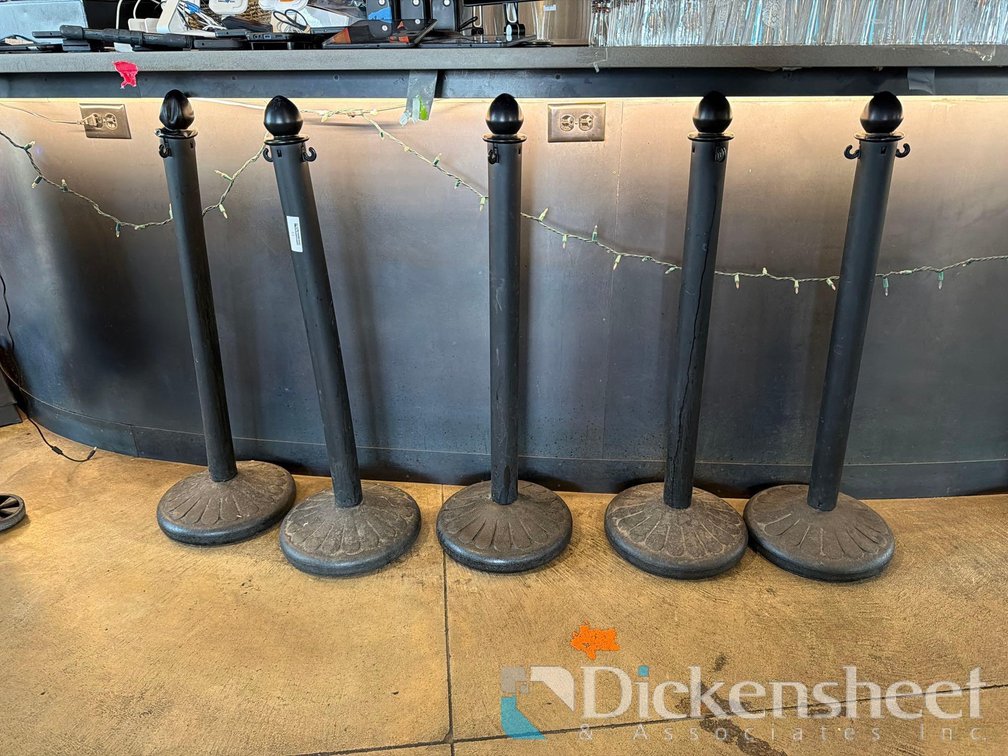 LOT OF (5) BOLLARD CROWD CONTROL BARRIERS / STANCHIONS