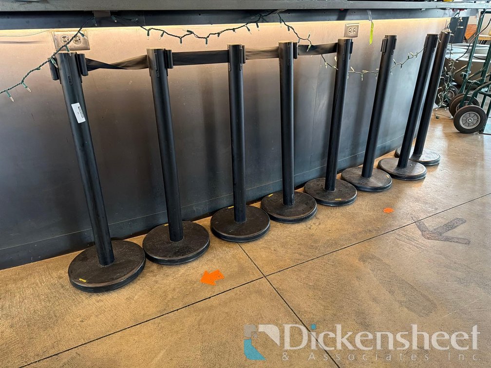 LOT OF (8) FLAT TOP CROWD CONTROL BARRIERS / STANCHIONS