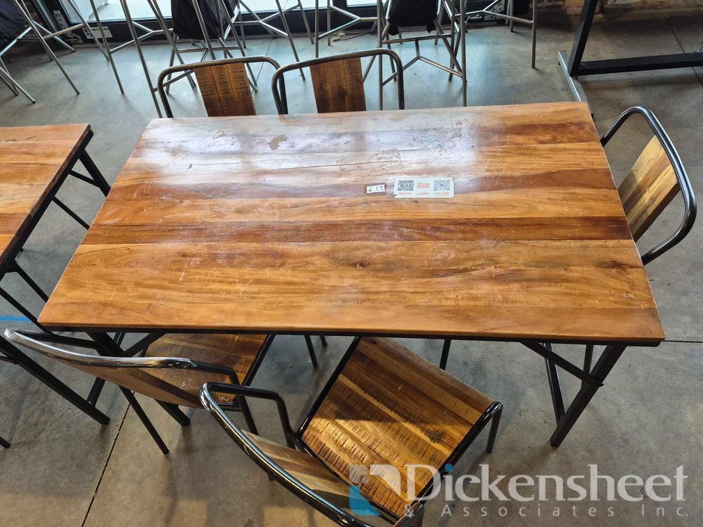 LOT OF MATCHING STYLE DINING TABLES WITH METAL FRAMES - QTY (6)