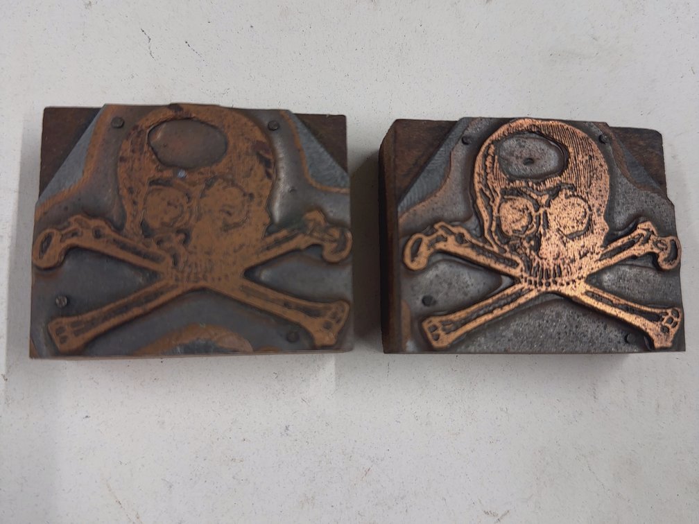 Skull and Crossbones Printing Blocks