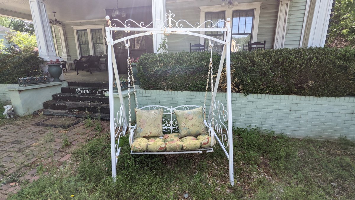 White Metal Swing with Cushions