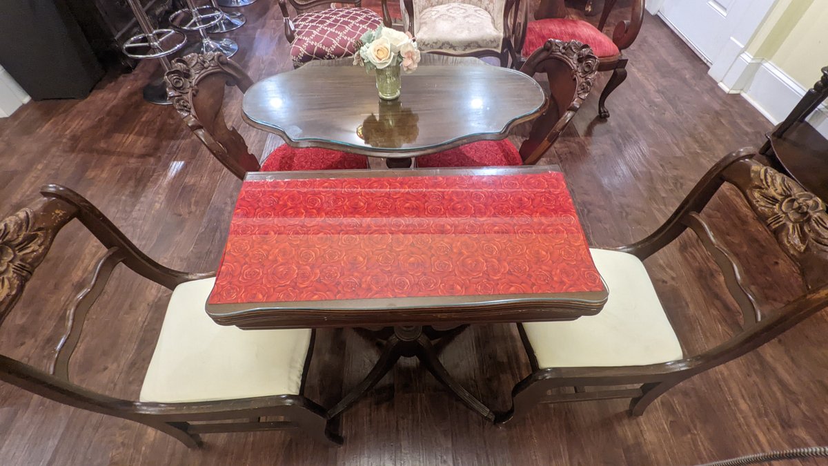 Glass Topped Tables with Chairs