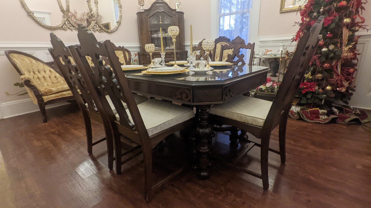 Antique Dining Room Set with China