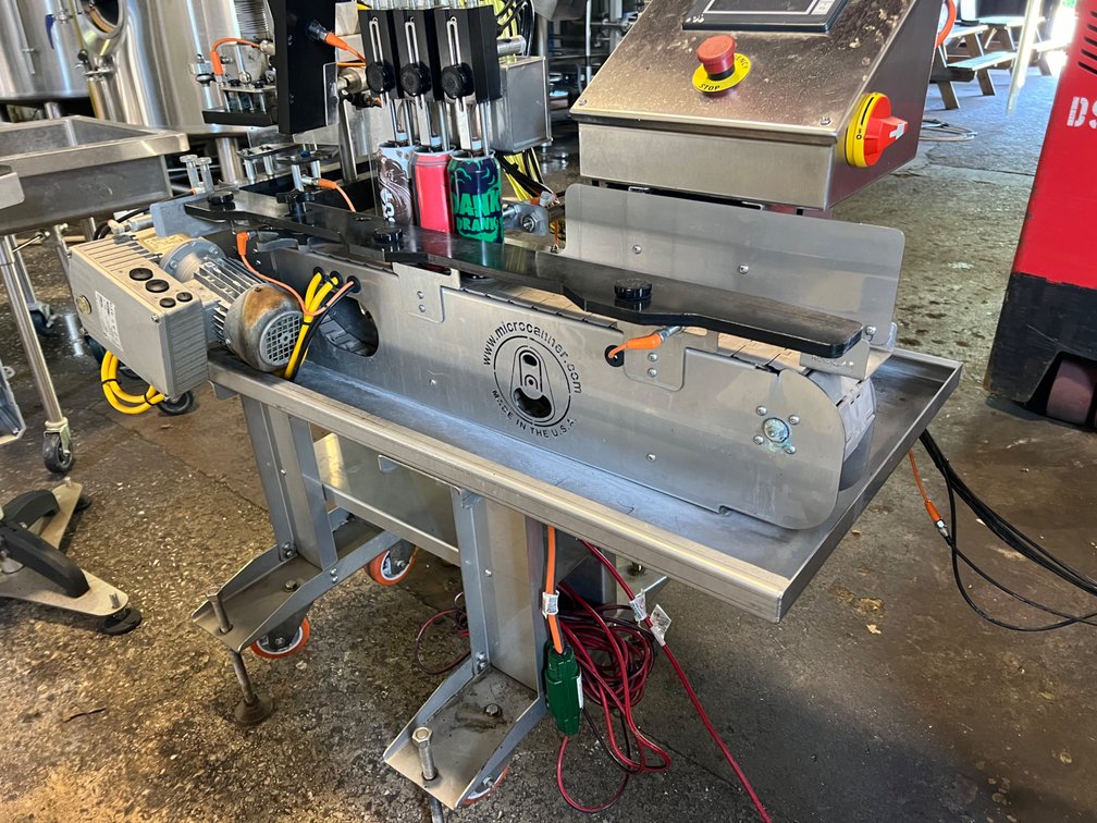 MICROCANNER - 3 Head Automatic Canning Line with In-feed Conveyor Table