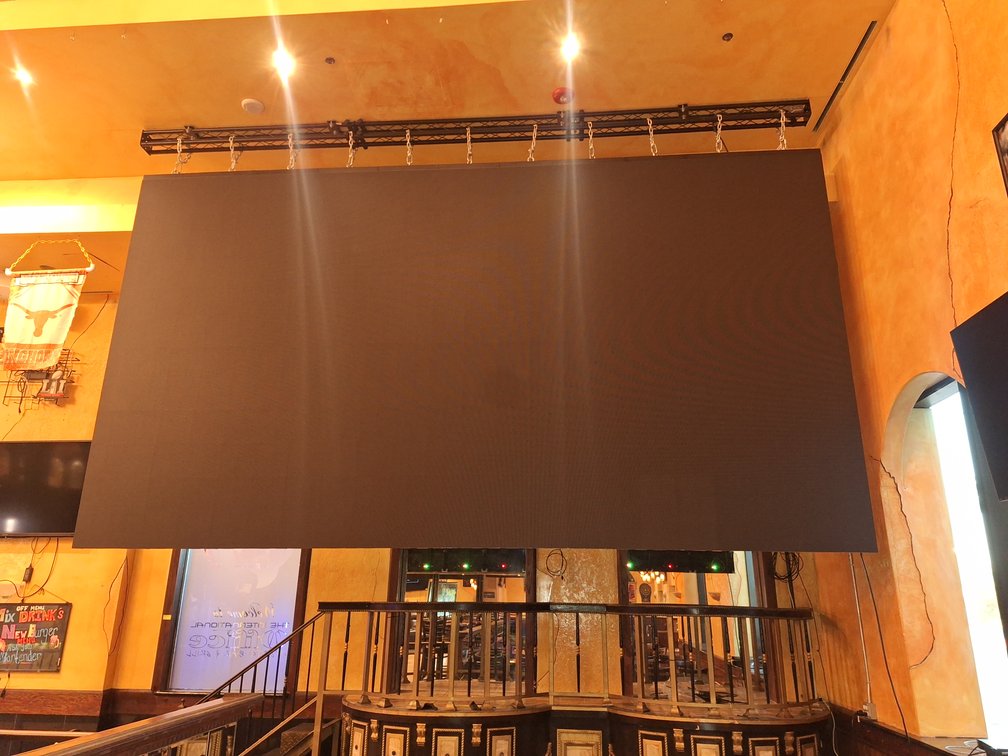 Modular Panel Pixel Video Screen in Bar