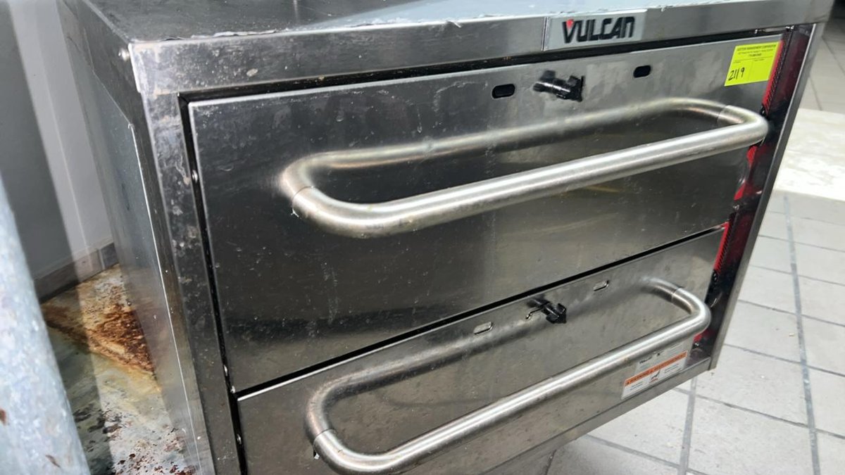 VULCAN Two Drawer Electric Warmer and Stainless Table