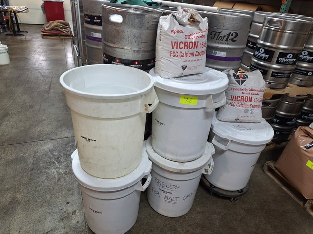 Image for (5) Food-Grade Plastic Bins and Calcium Carbonate