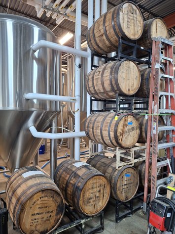 Image for Lot of Barrell Racks and Wooden Barrells