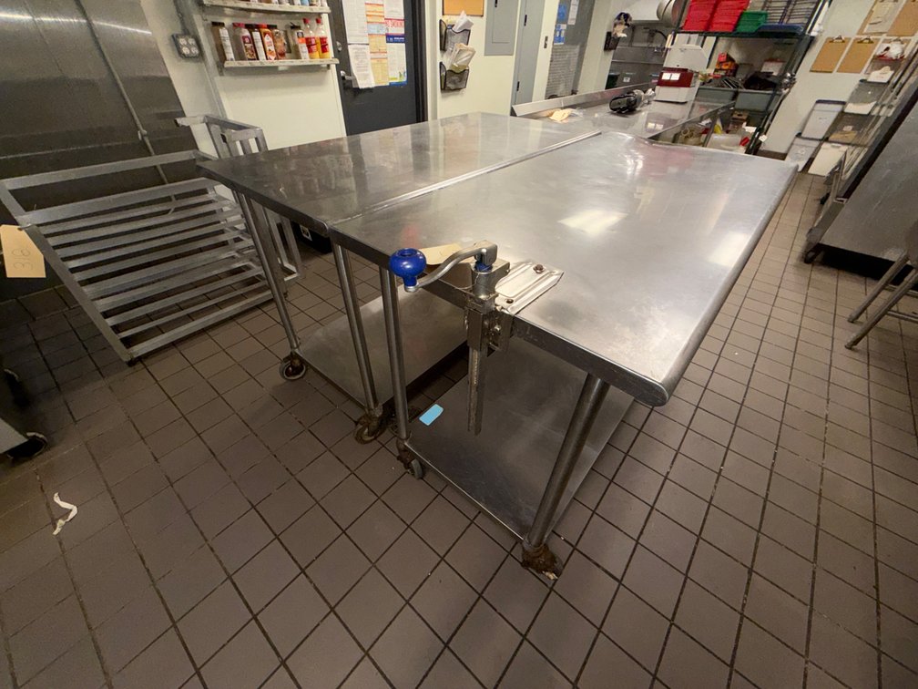 (2) Rolling Stainless Prep Table with Can Opener