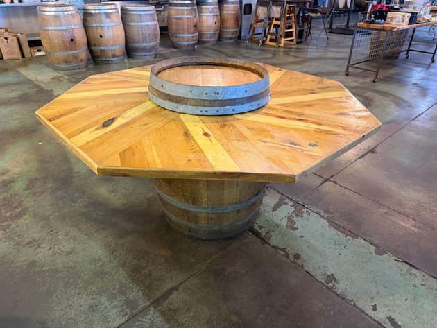 Image for Barrel Table with Lazy Susan-Style Center