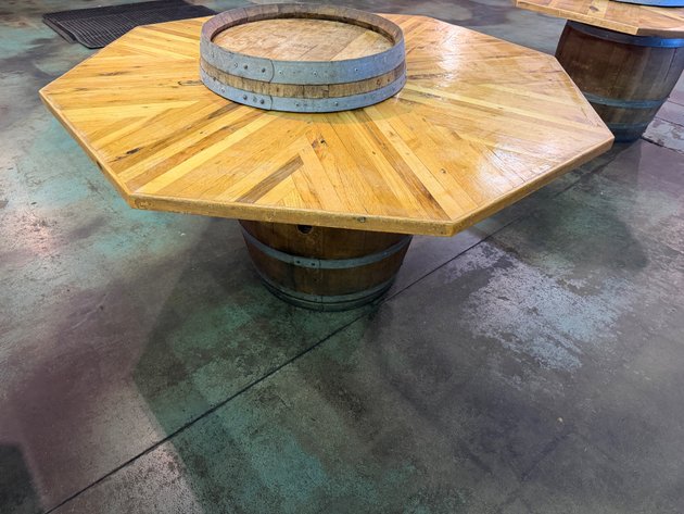 Image for Barrel Table with Lazy Susan-Style Center