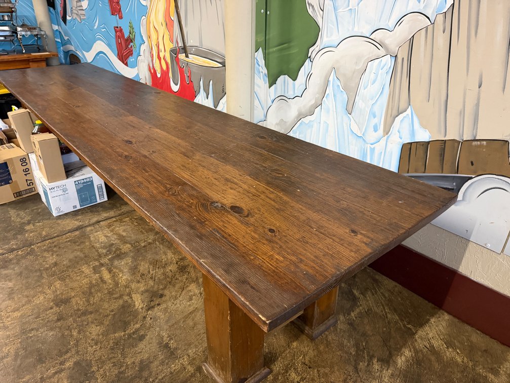 (2) Farmhouse-Style Wood Tables