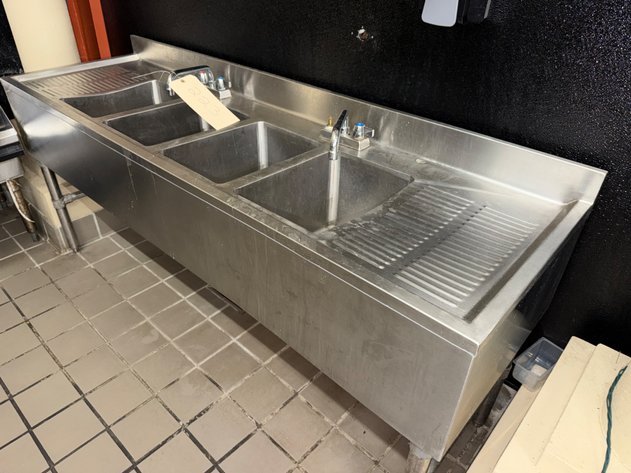 Image for Three Compartment Underbar Sink with Drainboards