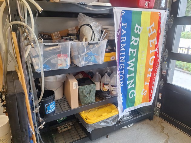 Image for Lot of Brewing Supplies and Tools with Shelving