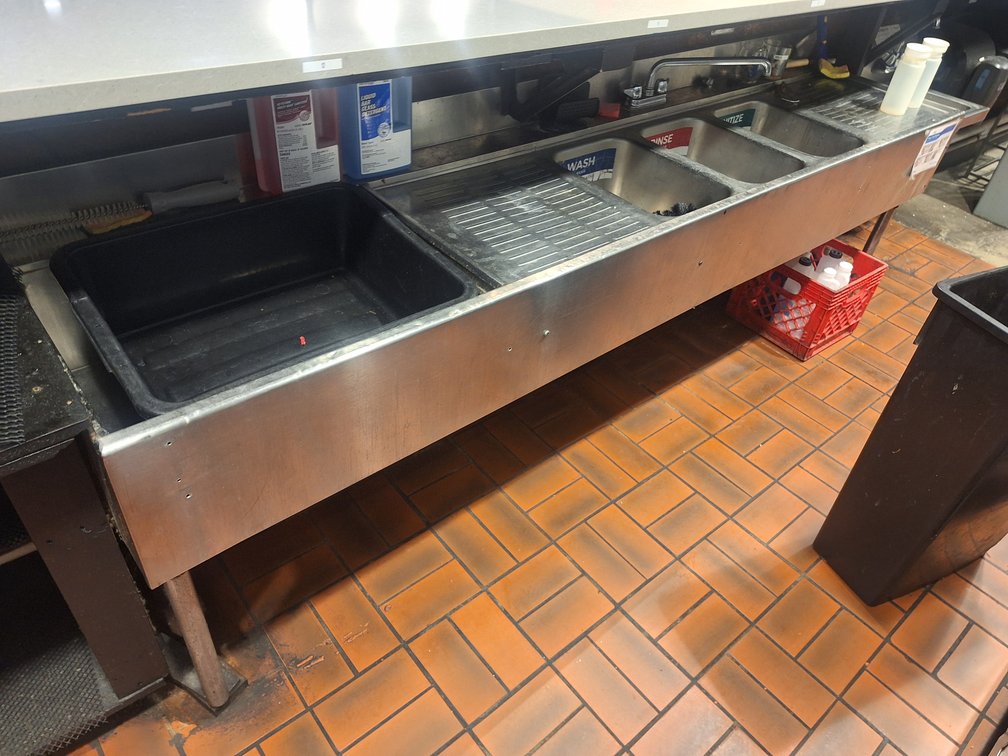 Underbar 3 Compartment Sink with Drainboards and Ice Well