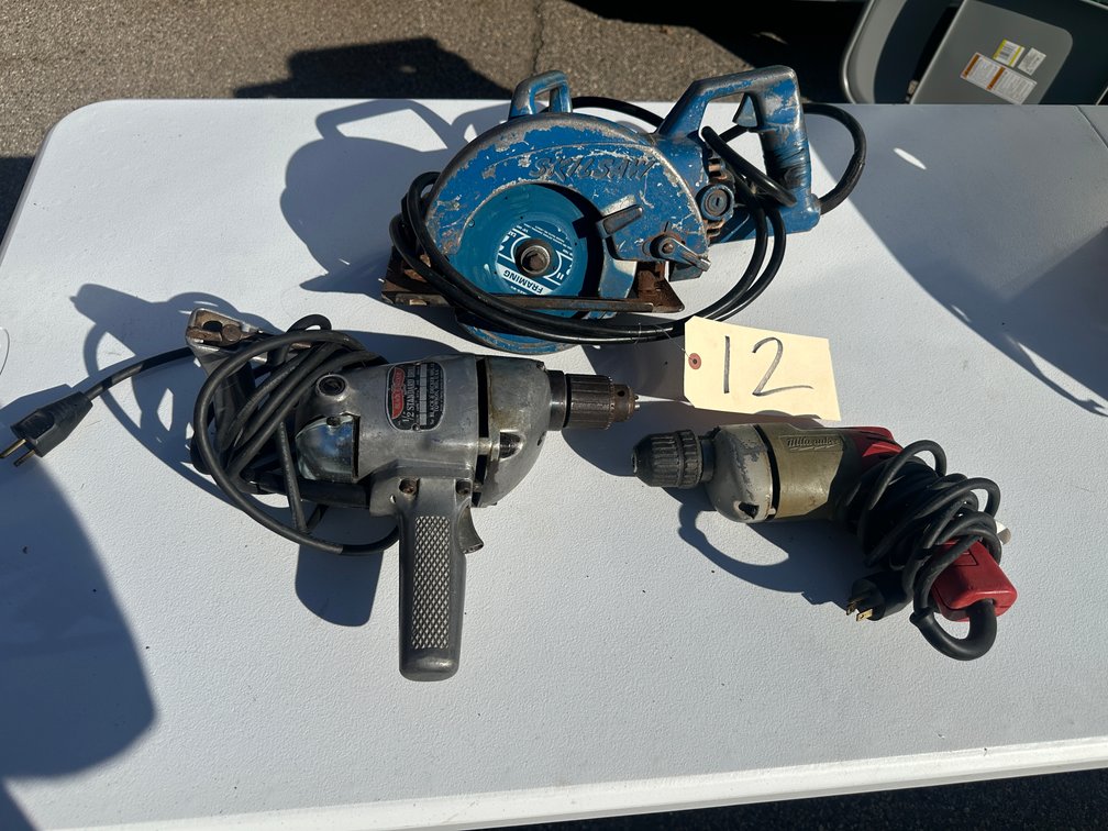 (3) Corded Power Tools - (1) MILWAUKEE Hole Shooter, (1) BLACK & DECKER 1/2in Hammer Drill, (1) SKIL 6-1/2 Skilsaw