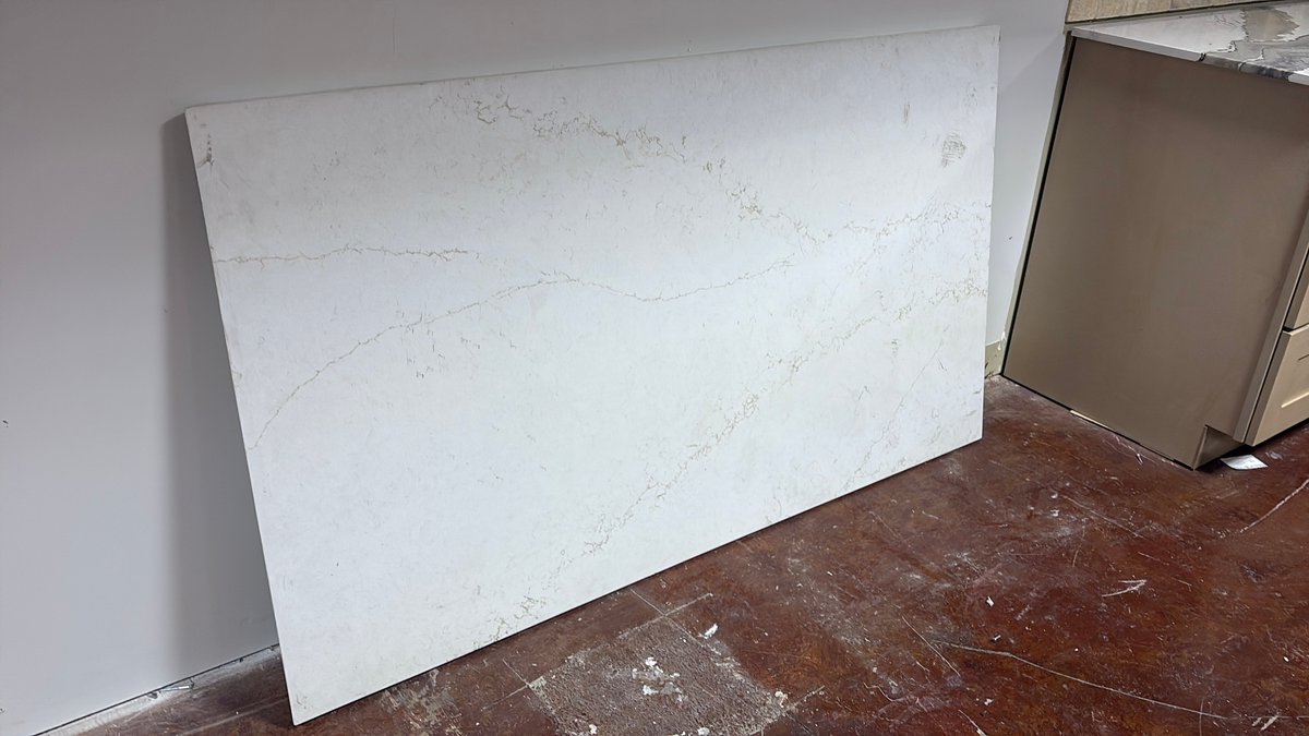 (1) White Veined Stone Countertop Slab