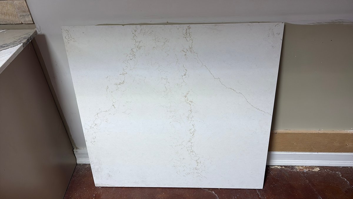 (1) White Veined Stone Countertop Slab