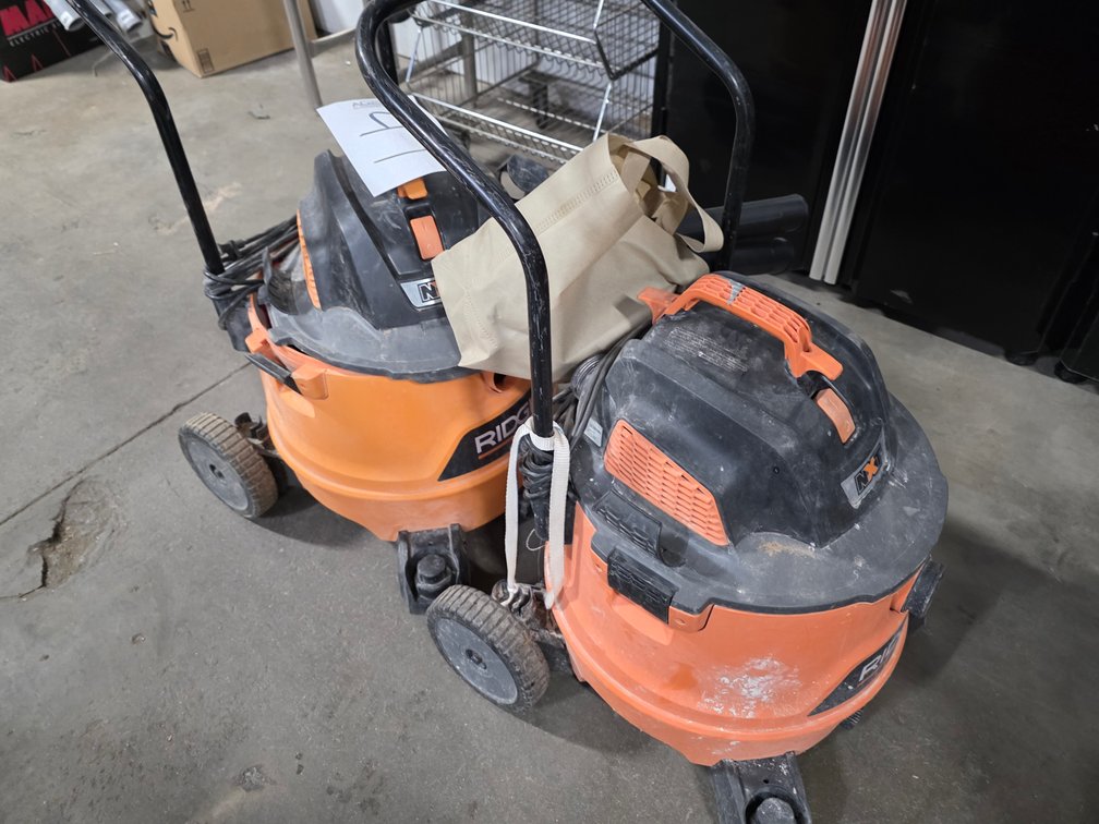 (2) RIDGID NXT Shop Vacuums with Heavy-Duty Cart Handles