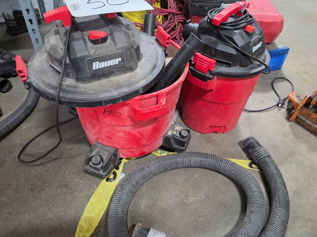 (2) Bauer Heavy-Duty Wet/Dry Shop Vacuums