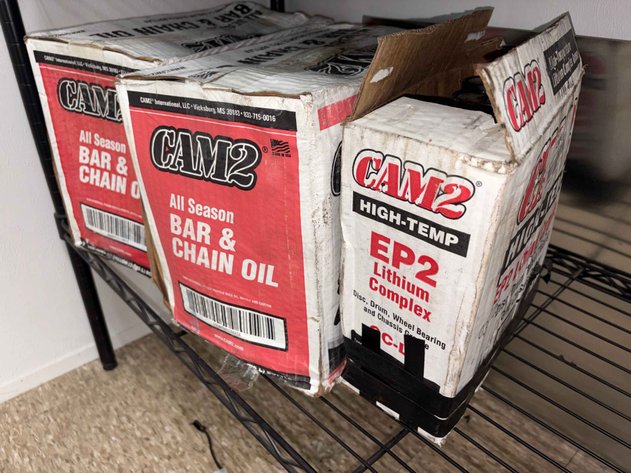 Image for (2) Cases of CAM2 All Season Bar & Chain Oil, w/ (4) CAM2 EP2 High-Temp Grease Cartridges
