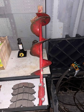 Image for (1) Spring-Cushioned Post-Hole Auger Bit with (2) Vehicle Jacks, Brake Pads & Toothed Cutting Bars