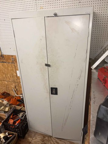 Image for SANDUSKY Steel Storage Cabinet with Chainsaw Parts & Shop Supplies