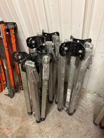 Image for (3) EASTERN-METAL Compact C- stand, (2) DICKE SAFETY PRODUCTS, (4) KSI Ultra-Compact Springless Roll-Up SS548UCR Sign Stands