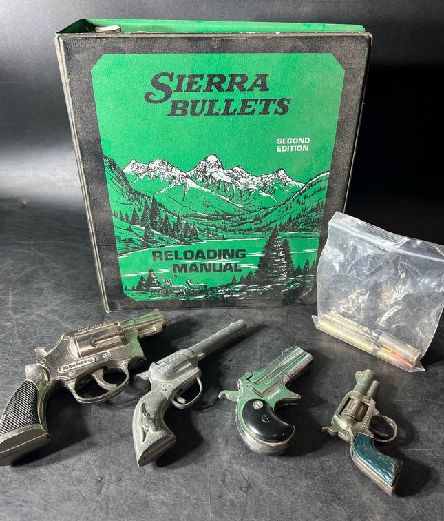 Sierra Bullets Reloading Manual with Miniature Toy Replica Guns and Accessories