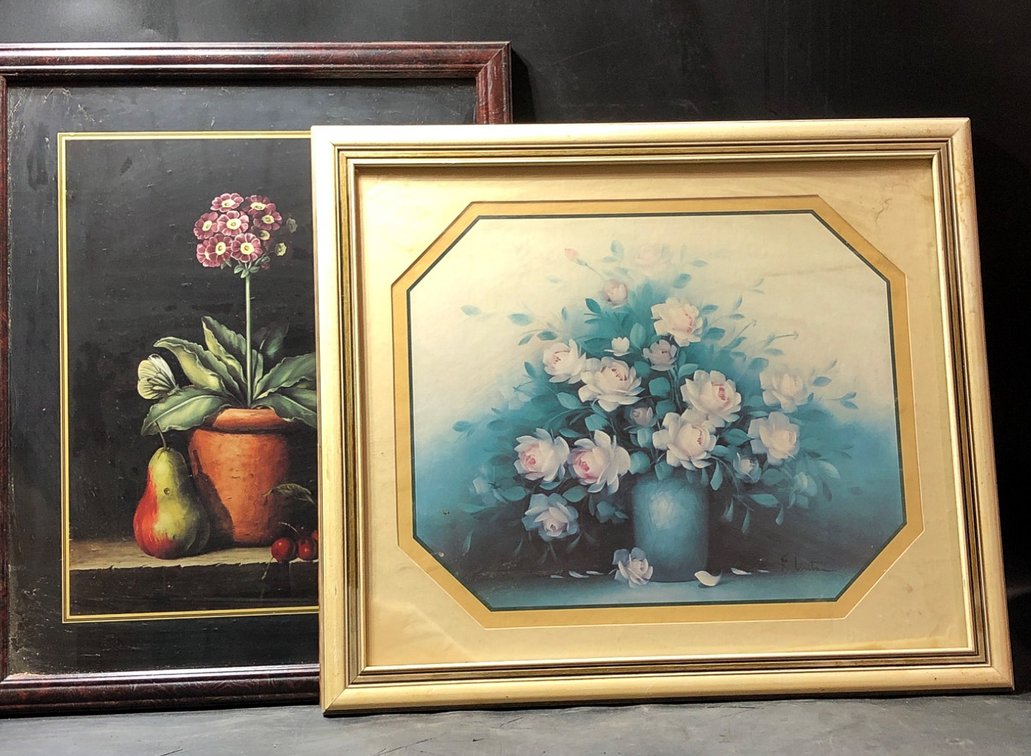 Framed Floral Still Life Artwork in Wood Frames