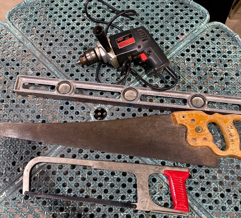 Hand Tools and Electric Drill, Including Miller’s Falls No. 380 Hacksaw