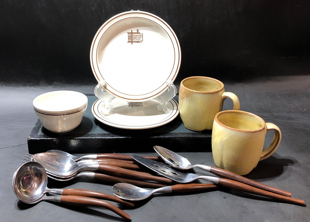 Dishware and Flatware Set with Frankoma Mugs